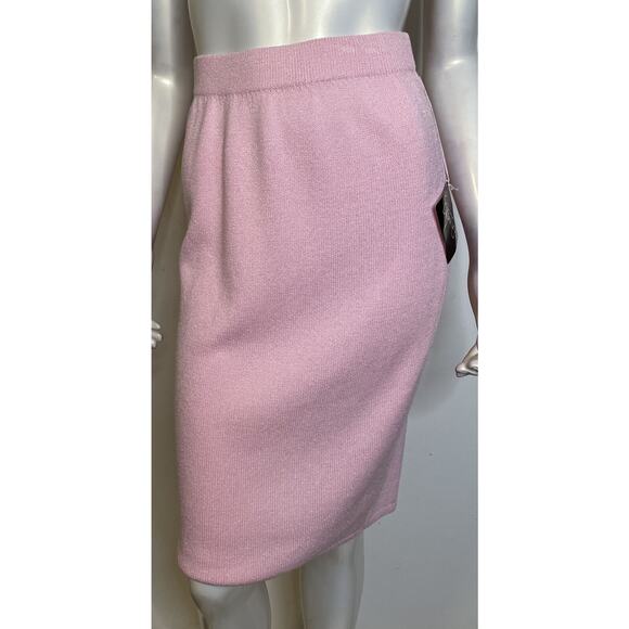 St. John Petal Pink Santana Knit 2 Pc Skirt Suit 10 M NWT NEW Jacket Straight - Picture 6 of 15